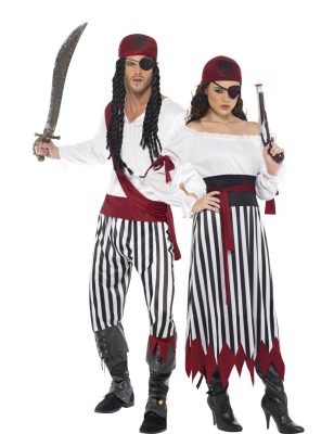 Déguisement de couple pirate rayés