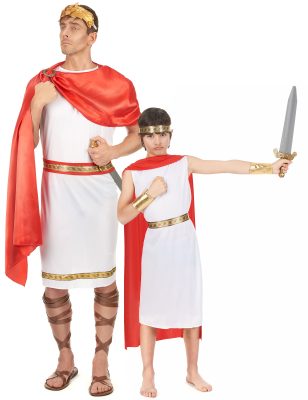 Déguisement de couple romains père et fils