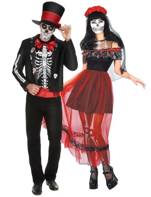 Déguisement de couple Squelette Dia de los Muertos Halloween adulte