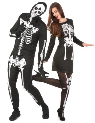 Déguisement de couple squelettes Halloween adulte