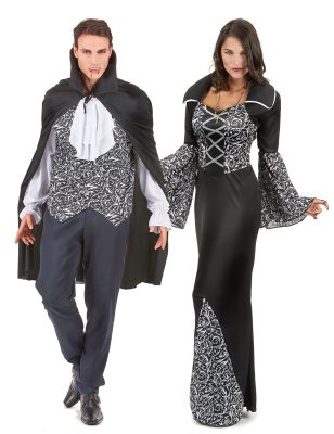 Déguisement de couple vampire noir et blanc Halloween