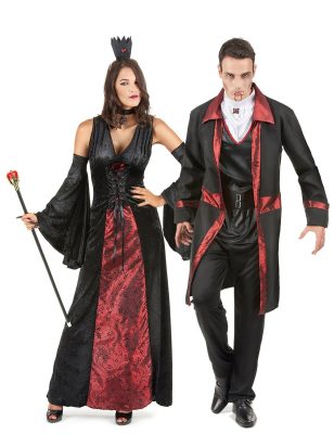 Déguisement de couple vampire rouge et noir Halloween