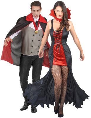 Déguisement de couple vampires rouges sanglants Halloween adulte