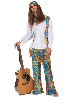 Déguisement hippie motifs colorés homme