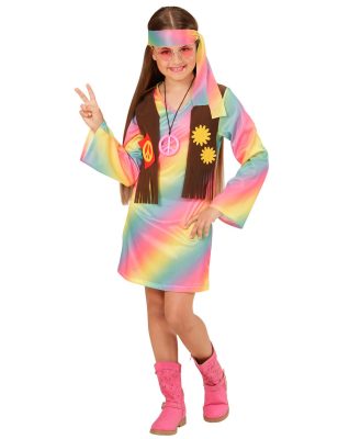 Déguisement hippie multicolore pastel fille