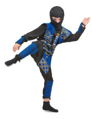 Déguisement ninja bleu et doré garçon