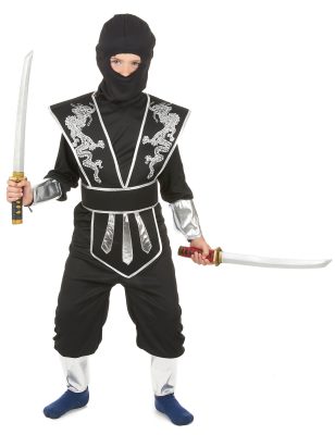 Déguisement ninja noir et argenté garçon