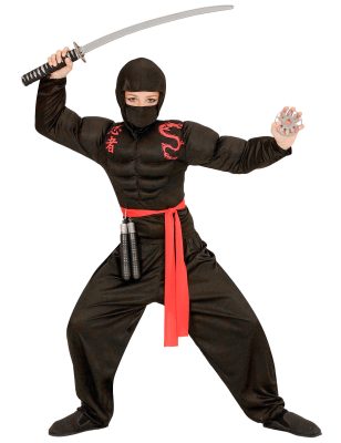 Déguisement ninja musclé noir garçon