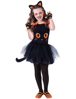 Déguisement petit chat noir avec accessoires fille