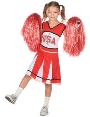 Déguisement pompom girl USA rouge fille