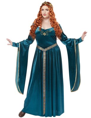 Déguisement princesse médiévale bleue grande taille femme
