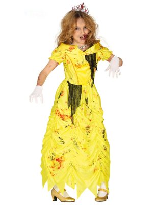 Déguisement princesse zombie jaune fille