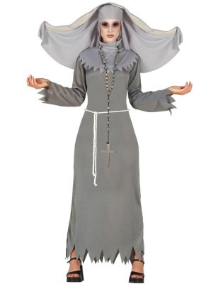 Déguisement religieuse possédée grise femme Halloween