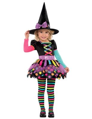 Déguisement sorcière colorée fille Halloween