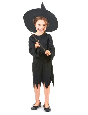 Déguisement noir de sorcière fille Halloween