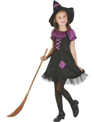 Déguisement sorcière violette avec chapeau fille