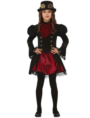 Déguisement Steampunk rouge glamour fille