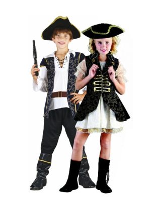 Déguisement de couple capitaines pirates chic enfants