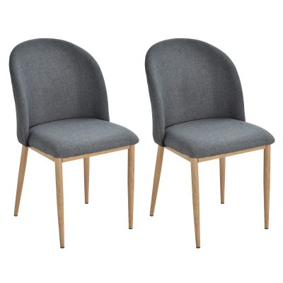 HOMCOM Lot de 2 chaises de salle à manger chaise scandinave dossier ergonomique Dim. 50l x 58P x 85H cm gris   Aosom France
