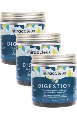 Compléments alimentaires gummies Digestion - Cure renouvelable de 9 semaines (3 pots)                                - Les Miraculeux