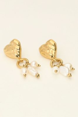 Boucles d’oreilles longues coeur et perles | My Jewellery