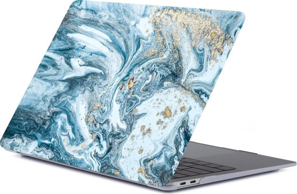Mobigear Marble - Apple MacBook Air 13 Pouces (2018-2020) Coque MacBook Rigide - Blanc / Bleu