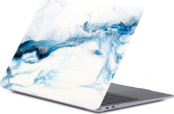 Mobigear Marble - Apple MacBook Air 13 Pouces (2018-2020) Coque MacBook Rigide - Blanc / Bleu