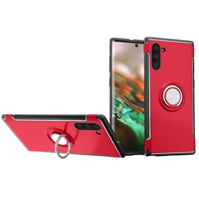 Mobigear Armor Ring - Coque Samsung Galaxy Note 10 Coque Arrière Rigide Antichoc + Anneau-Support - Rouge