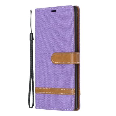 Mobigear Fabric - Coque Samsung Galaxy Note 10 Plus Etui en Tissu Portefeuille - Violet