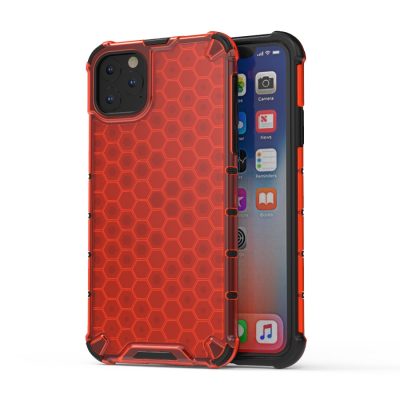 Mobigear Honeycomb - Coque Apple iPhone 11 Pro Max Coque Arrière Rigide Antichoc - Rouge