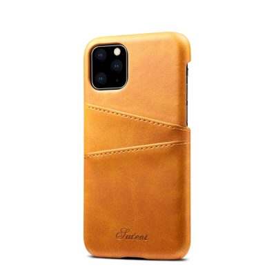 Suteni Cardslot - Coque Apple iPhone 11 Pro Max Coque arrière + Porte Carte - Cognac