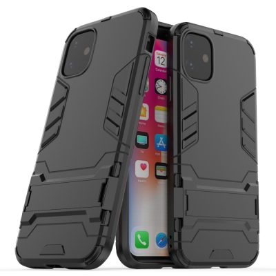 Mobigear Armor Stand - Coque Apple iPhone 11 Coque Arrière Rigide Antichoc + Support Amovible - Noir