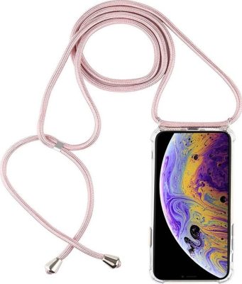 Mobigear Lanyard - Apple iPhone 11 Pro Coque avec cordon en TPU Souple - Transparent / Rose doré