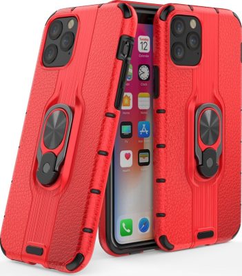 Mobigear Armor Ring - Coque Apple iPhone 11 Pro Coque Arrière Rigide Antichoc + Anneau-Support - Rouge