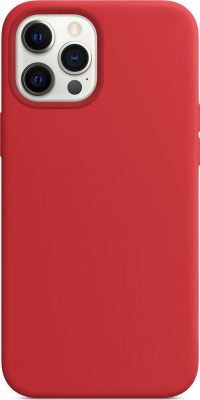 Mobigear Rubber Touch - Coque Apple iPhone 12 Pro Max Coque Arrière Rigide Compatible MagSafe - Rouge