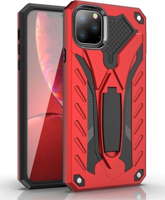 Mobigear Armor Stand - Coque Apple iPhone 11 Coque Arrière Rigide Antichoc + Support Amovible - Rouge