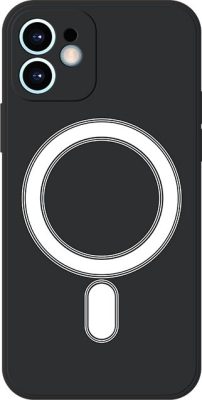 Mobigear Rubber Touch - Coque Apple iPhone 12 Coque Arrière Rigide Compatible MagSafe - Noir