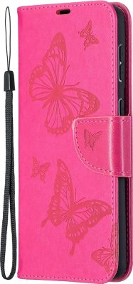 Mobigear Butterfly - Coque Samsung Galaxy S21 Plus Etui Portefeuille - Rose