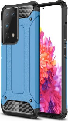 Mobigear Outdoor - Coque Samsung Galaxy S21 Ultra Coque Arrière Rigide Antichoc - Bleu