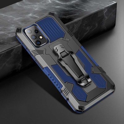 Mobigear Armor Stand - Coque Samsung Galaxy A52 Coque Arrière Rigide Antichoc + Support Amovible - Noir / Bleu