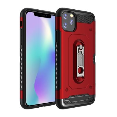 Mobigear Armor Stand - Coque Apple iPhone 11 Pro Coque Arrière Rigide Antichoc + Support Amovible - Rouge