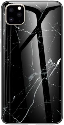 Mobigear Marble Glass - Coque Apple iPhone 11 Coque arrière en Verre trempé - Noir