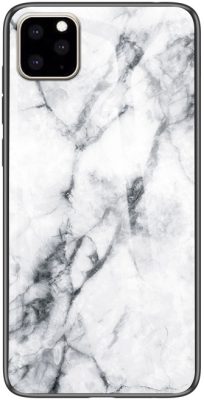Mobigear Marble Glass - Coque Apple iPhone 11 Coque arrière en Verre trempé - Blanc