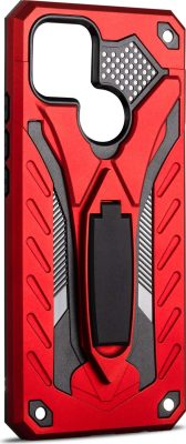 Mobigear Armor Stand - Coque OPPO A15 Coque Arrière Rigide Antichoc + Support Amovible - Rouge