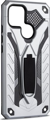 Mobigear Armor Stand - Coque OPPO A15 Coque Arrière Rigide Antichoc + Support Amovible - Argent