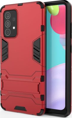 Mobigear Armor Stand - Coque Samsung Galaxy A52 Coque Arrière Rigide Antichoc + Support Amovible - Rouge