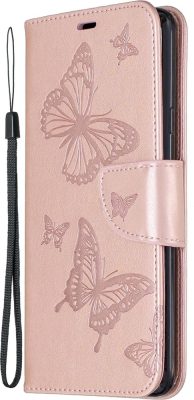 Mobigear Butterfly - Coque Samsung Galaxy A20s Etui Portefeuille - Rose doré