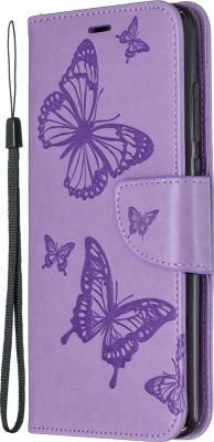 Mobigear Butterfly - Coque Xiaomi Redmi Note 8 Pro Etui Portefeuille - Violet