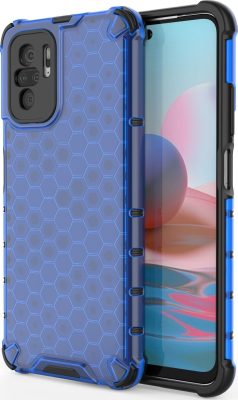 Mobigear Honeycomb - Coque Xiaomi Redmi Note 10 4G Coque Arrière Rigide Antichoc - Bleu