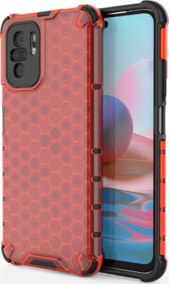 Mobigear Honeycomb - Coque Xiaomi Redmi Note 10 4G Coque Arrière Rigide Antichoc - Rouge